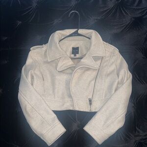 Love Tree Cream Cropped Leather Jacket
